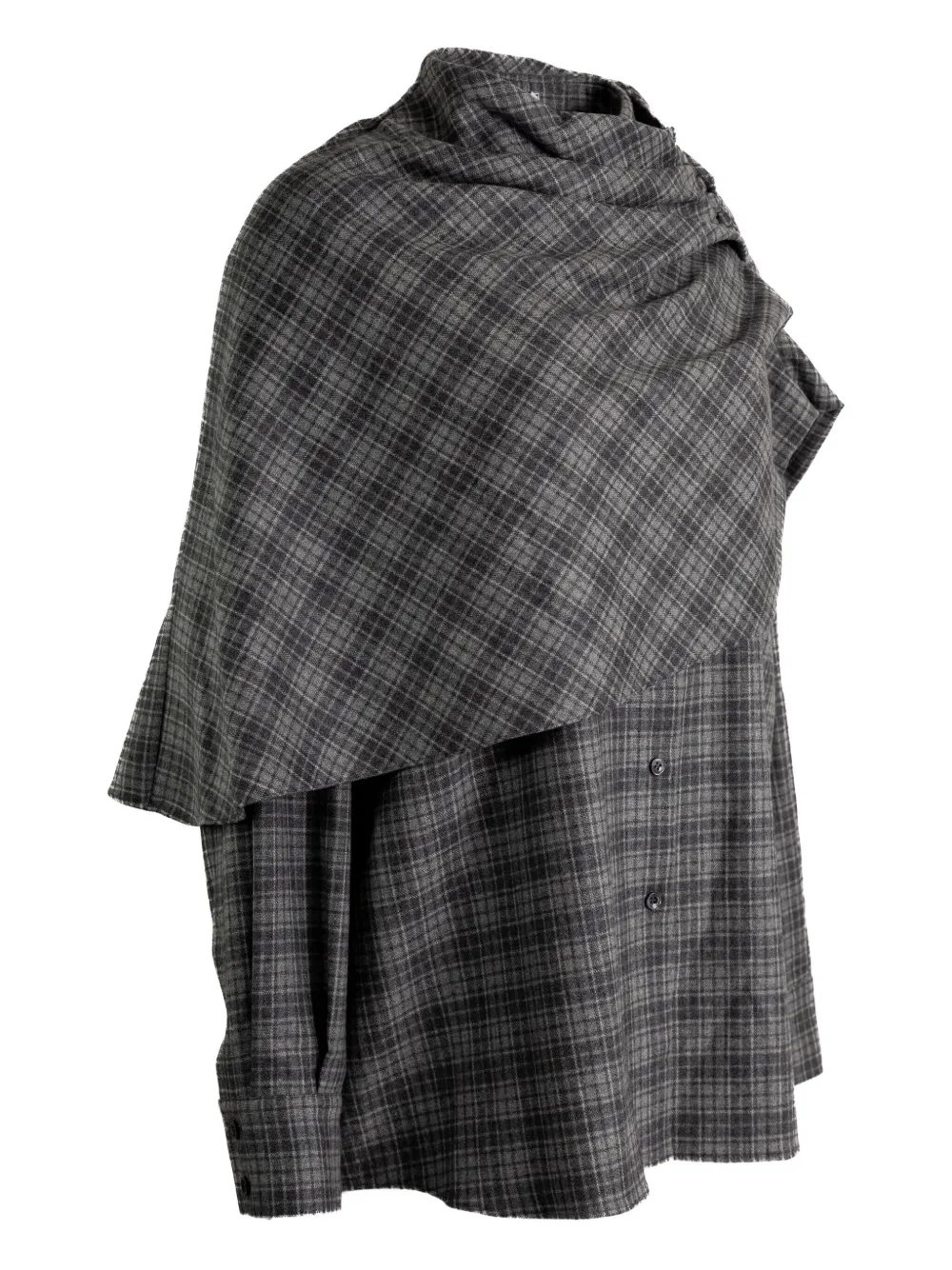Magda Butrym draped-collar check shirt Grijs