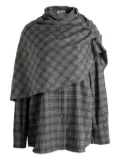 Magda Butrym draped-collar check shirt - Grey