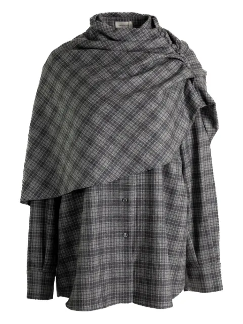 Magda Butrym draped-collar check shirt