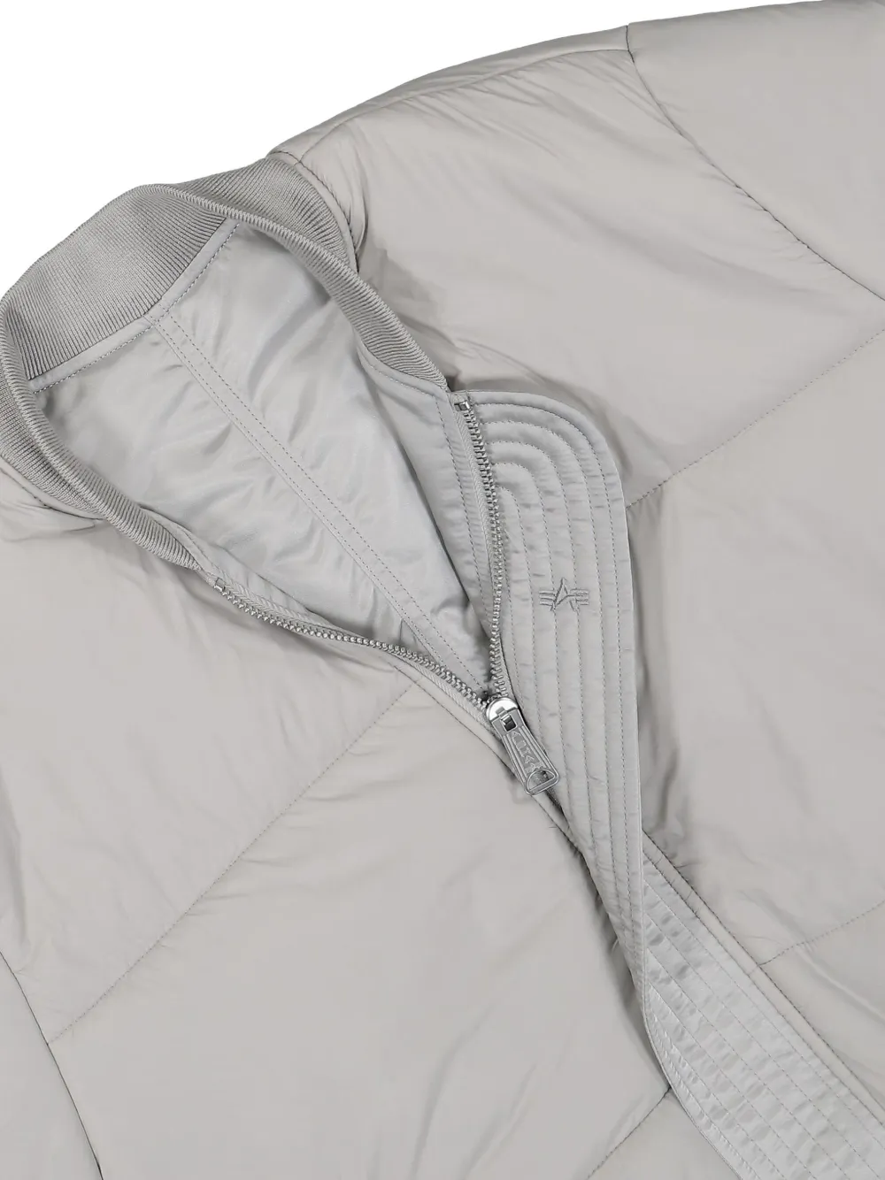 Alpha Industries Quilted Zip-front Bomber Jacket In Silver