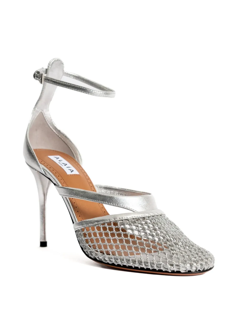 Alaïa 90mm Infradito metallic-mesh ankle-strap sandals | Heeled Sandals | Image 2