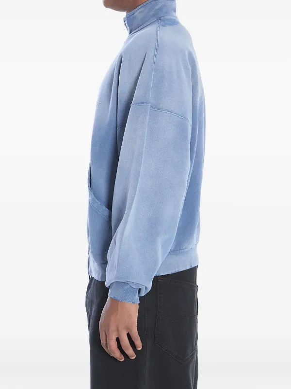 Balenciaga logo-embroidered zip-up Jacket | Blue | FARFETCH