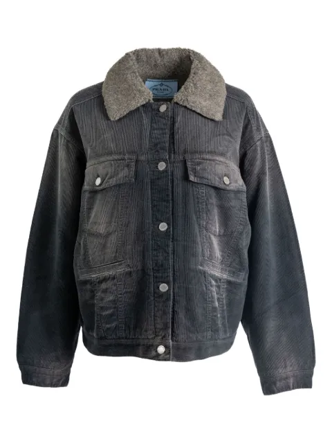 Prada contrast-collar corduroy jacket