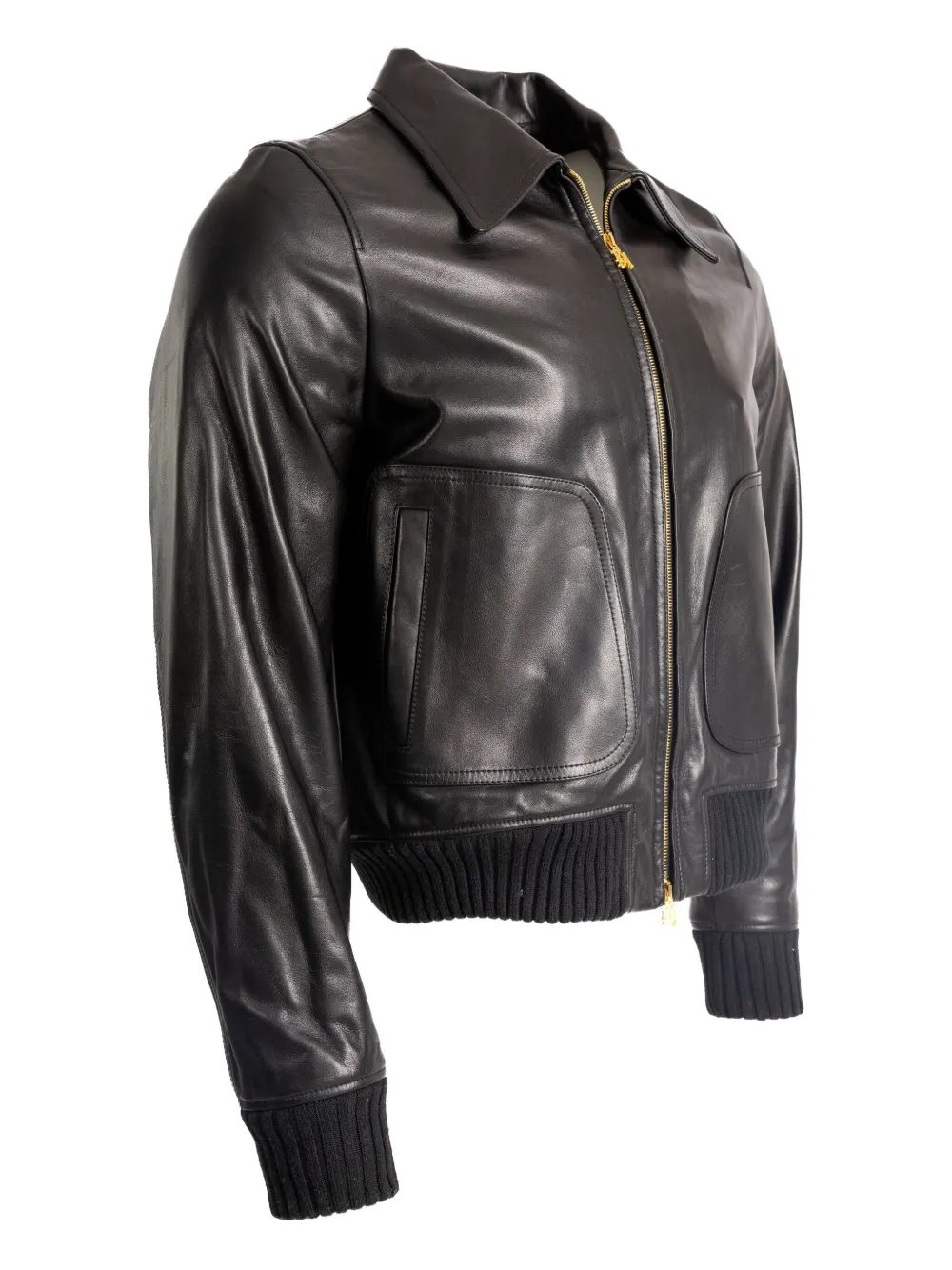 AMIRI leather zip-front bomber jacket Zwart