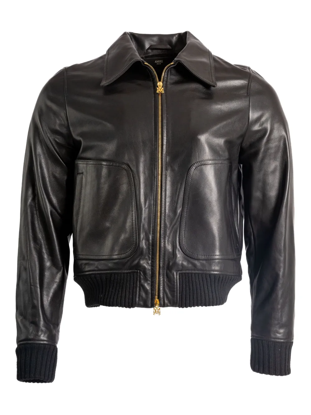 Amiri Leather Zip-front Bomber Jacket In Black