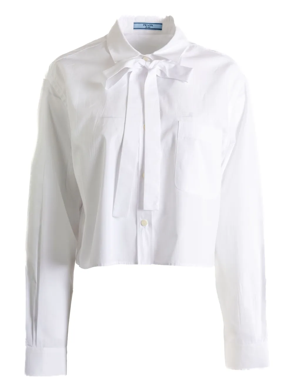 Prada Cropped blouse met vlinderstrik Wit