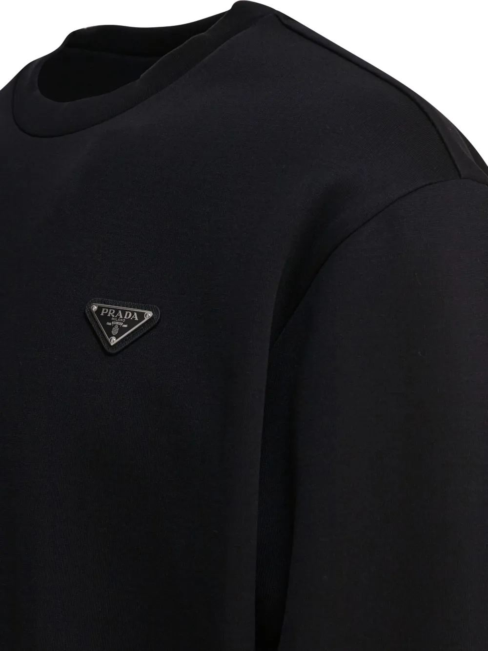 Prada Trui met logoplakkaat en ronde hals Zwart
