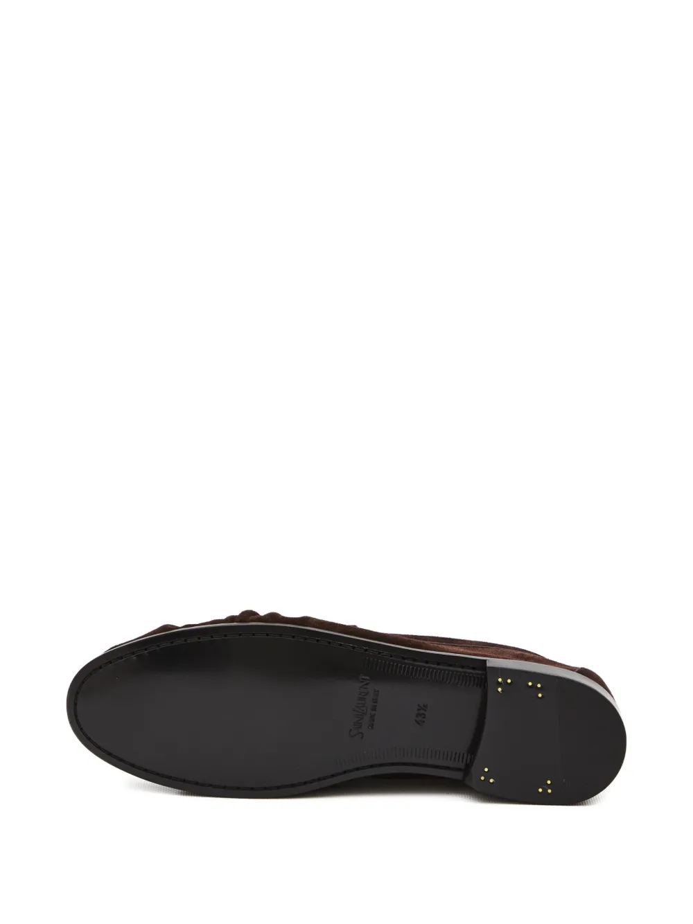 Saint Laurent Cassandre-detail suede loafers Brown