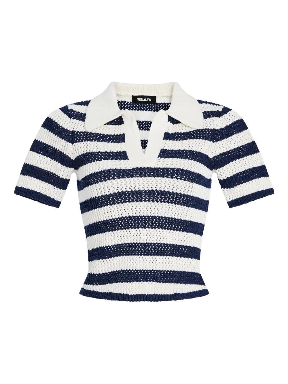 Ser.o.ya Pax Crochet Polo Top In Blue