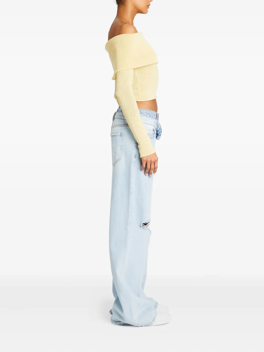 Ser.o.ya Off-shoulder Long-sleeved Sweater In Yellow
