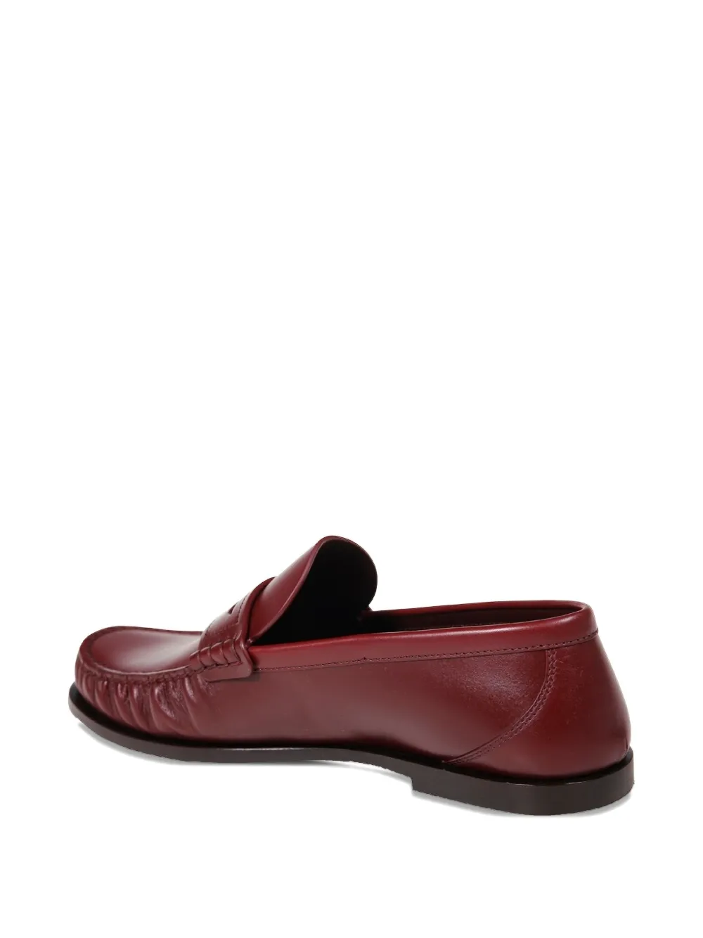 Saint Laurent Laurent Logo-plaque Leather Loafers In Red