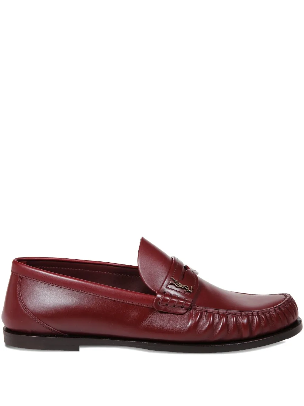 Saint Laurent logo-plaque leather loafers Red