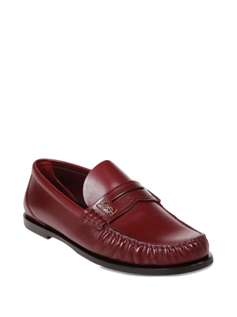 Saint Laurent Laurent Logo-plaque Leather Loafers In Red