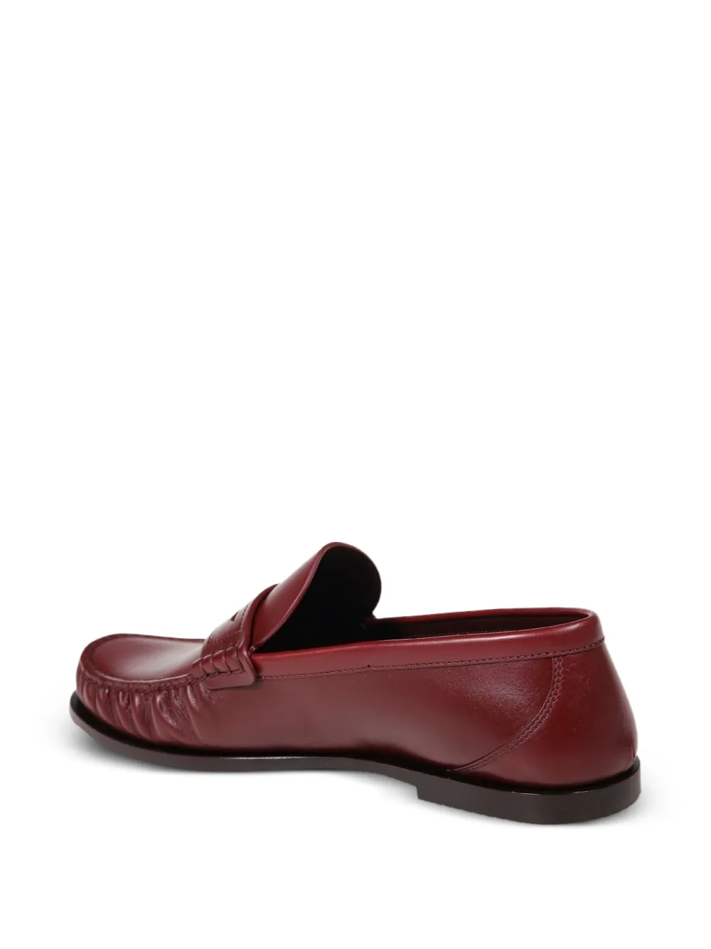 Saint Laurent logo-plaque leather loafers Red