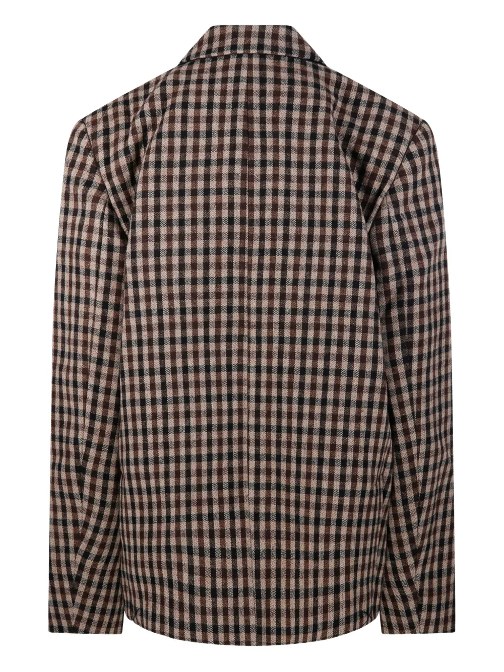 GANNI Blazer met gingham ruit en knopen Bruin