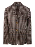 GANNI gingham check buttoned blazer - Brown
