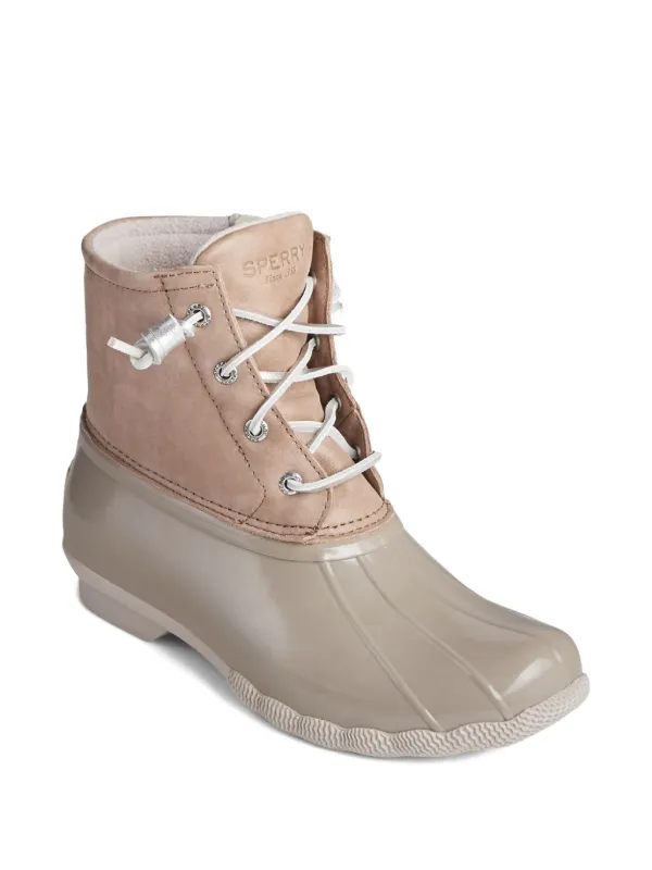 women's gray and pink sperry duck boots