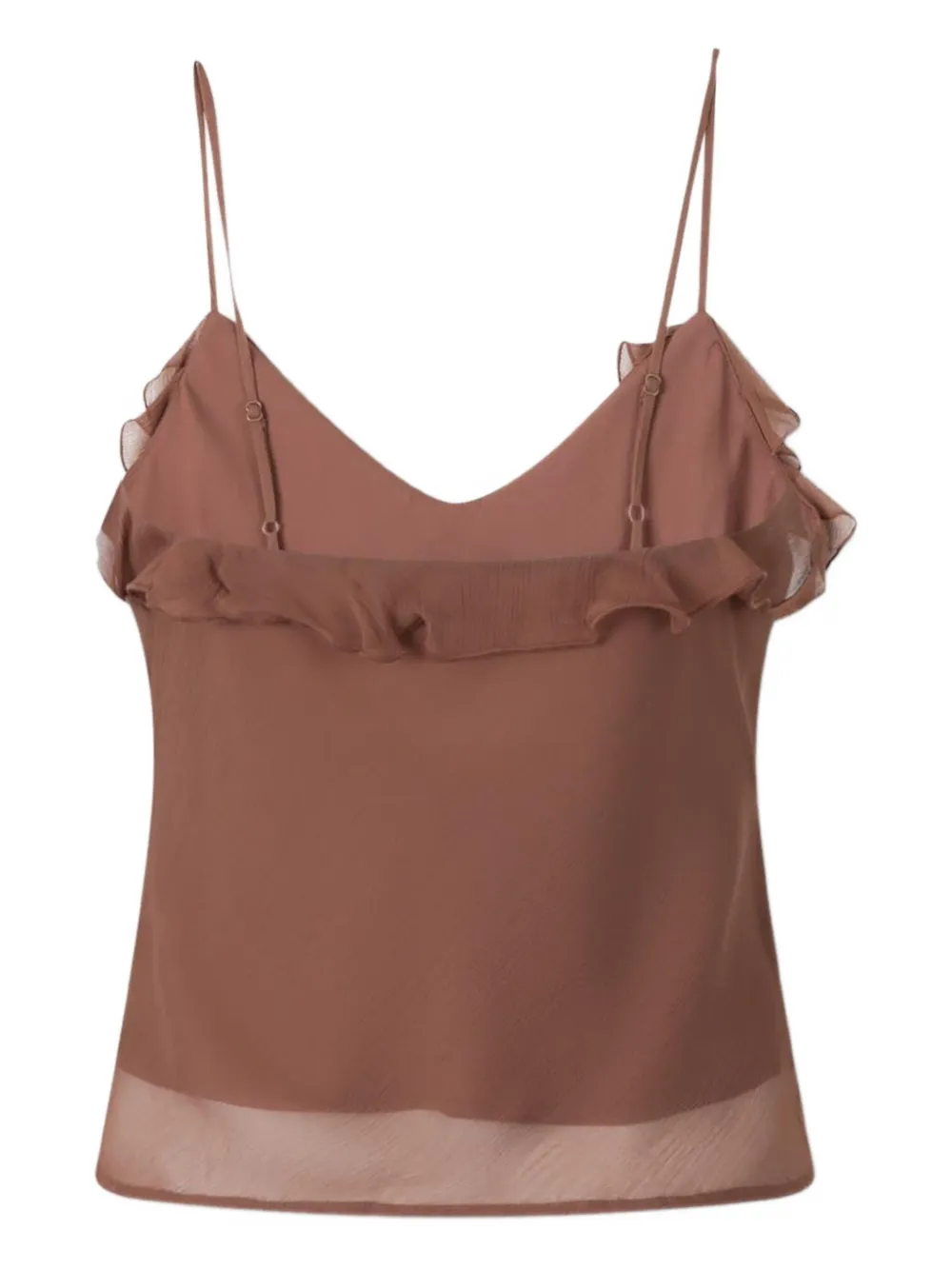 Staud Ruffled Spaghetti-strap Blouse In Brown