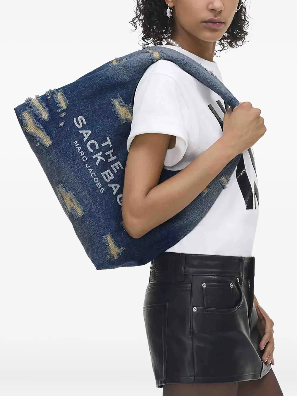 Marc Jacobs The Rip and Repair denim shoulder bag - Blauw