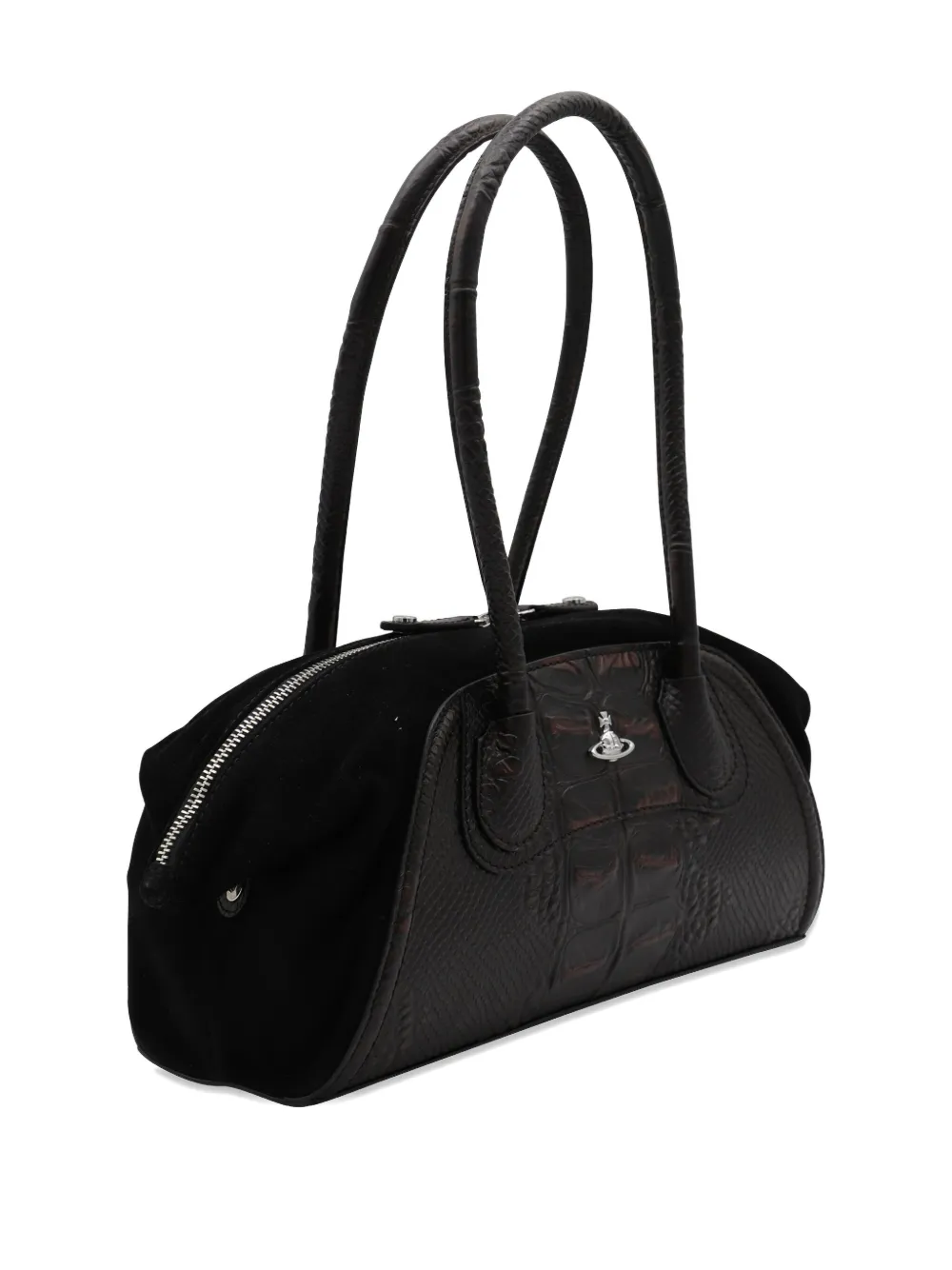 Vivienne Westwood Two-tone Leather And Suede Small Shirley Shoulder Bag In Brown