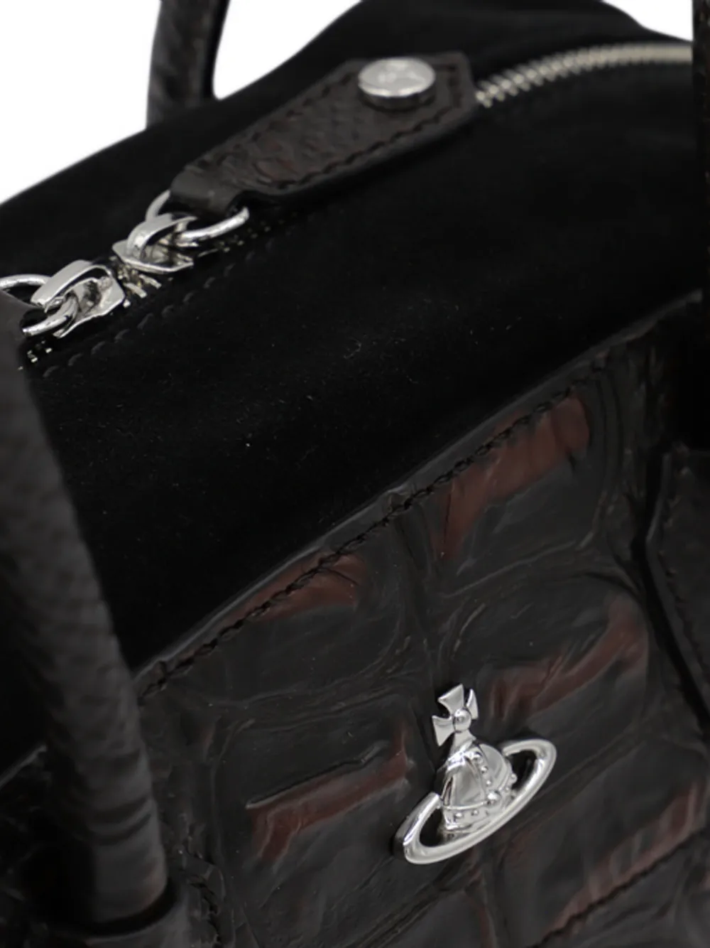 Vivienne Westwood Two-tone Leather And Suede Small Shirley Shoulder Bag In Brown