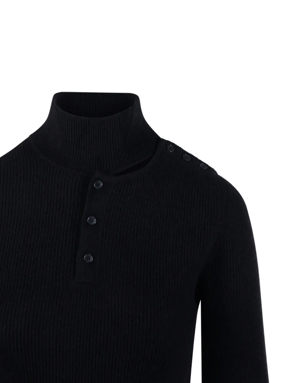 Federica Tosi ribbed high-neck button-front sweater Zwart
