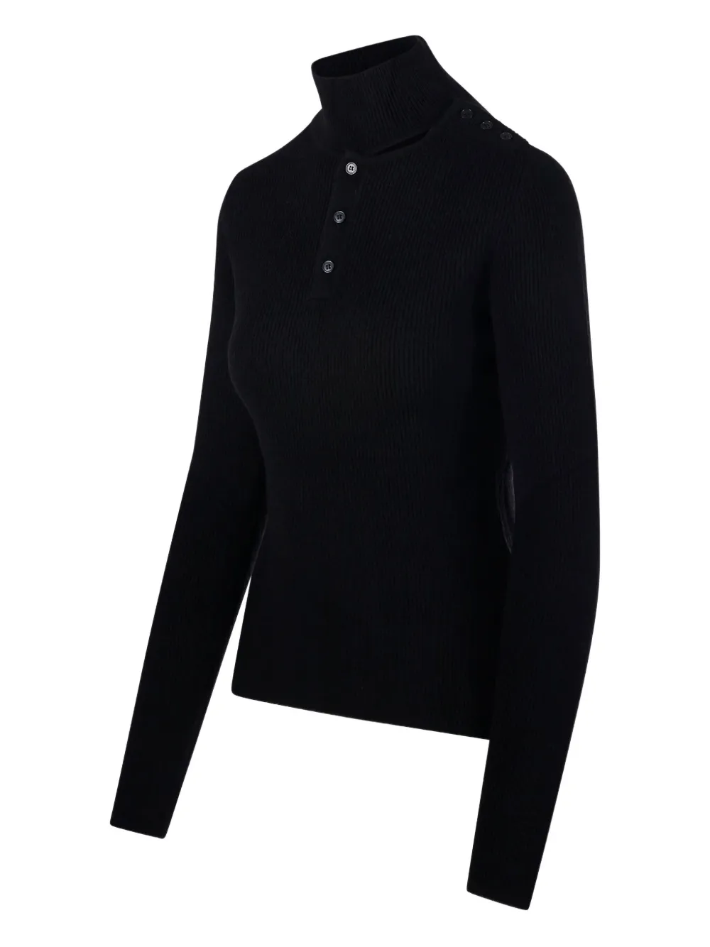 Federica Tosi ribbed high-neck button-front sweater Zwart