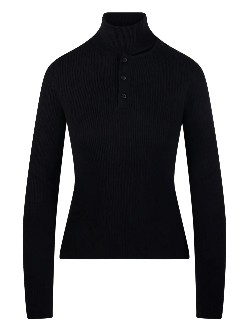 Federica Tosi ribbed high-neck button-front sweater Zwart