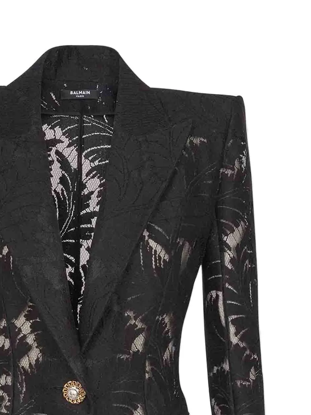 Balmain lace-patterned structured jacket Zwart