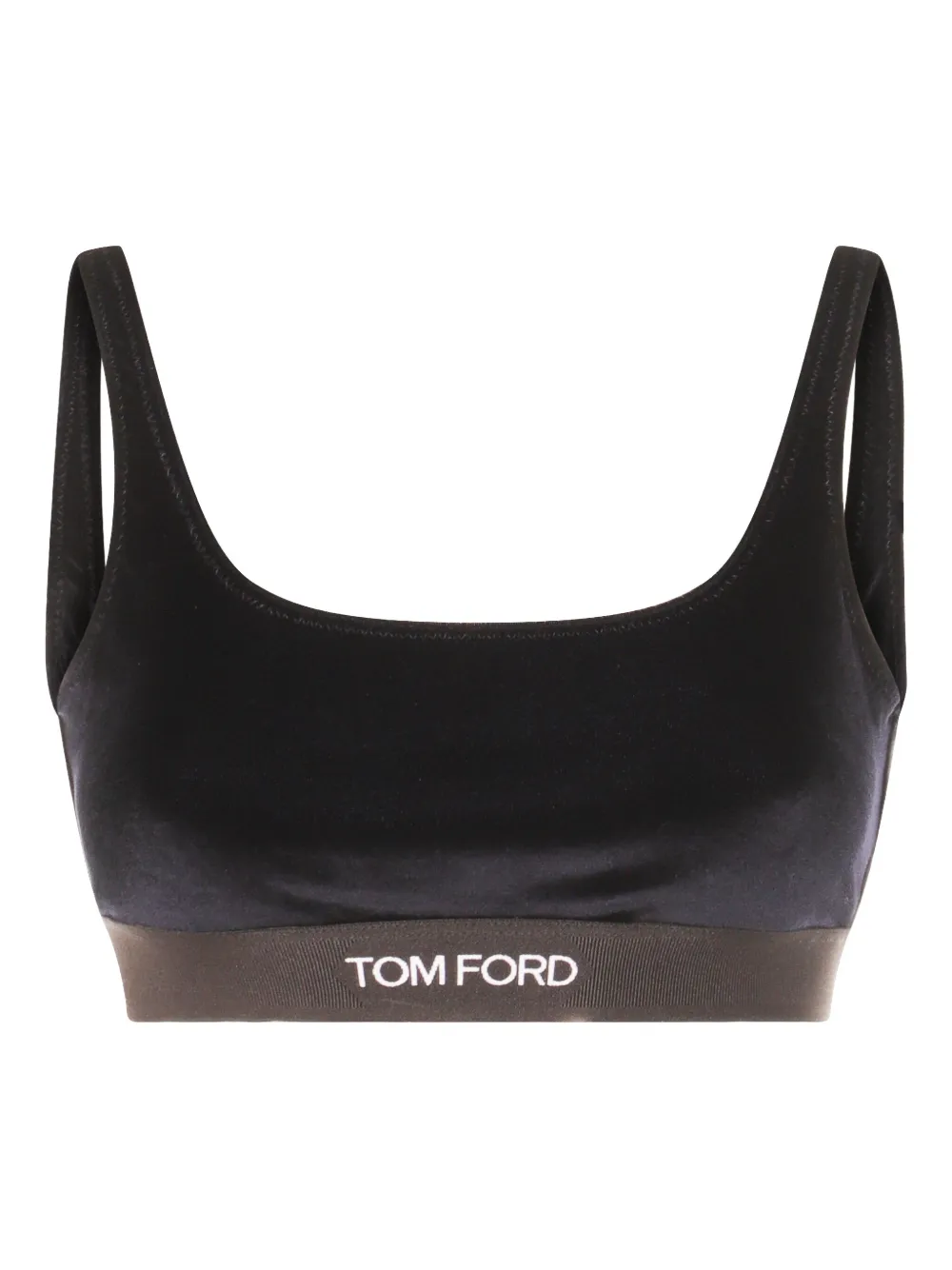 TOM FORD Fluwelen top met logo Blauw