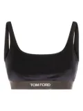 TOM FORD logo-detail velvet top - Blue