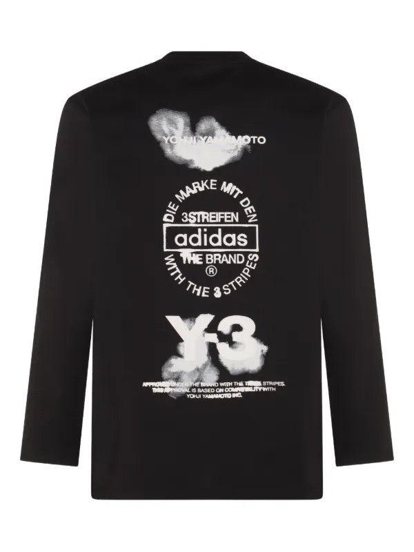 トップス Y-3 LOGO LONG SLEEVE TEE Y-3 logo-print long-sleeve T-shirt | Black | FARFETCH