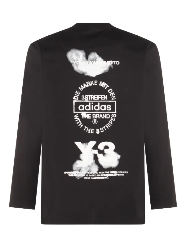 トップス Y-3 LOGO LONG SLEEVE TEE Y-3 logo-print long-sleeve T-shirt | Black | FARFETCH ZA