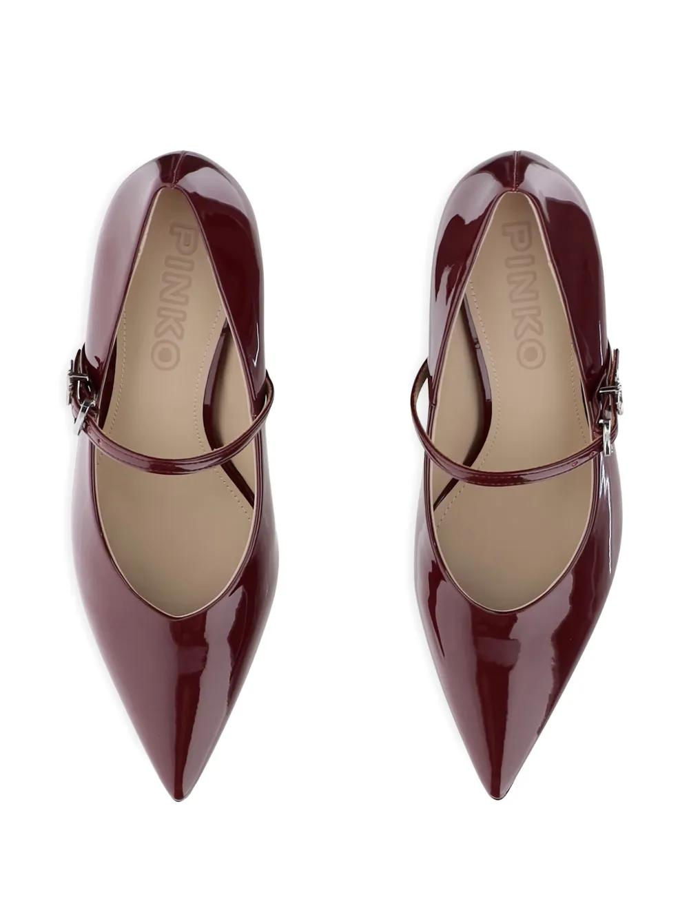 PINKO 80MM patent leather ankle-strap pumps Red