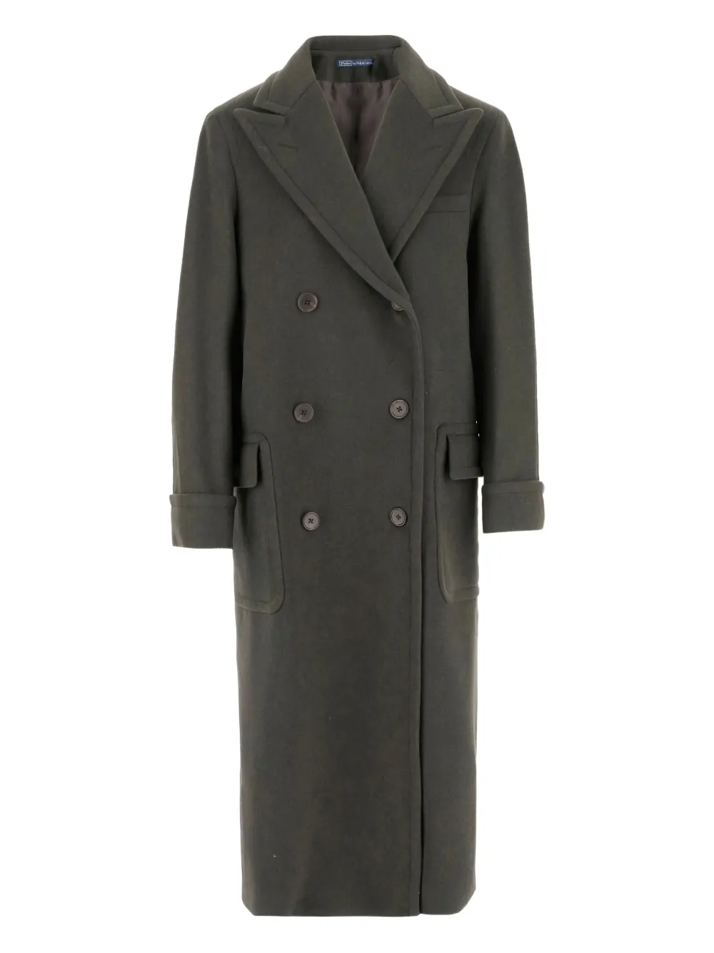 peaked-lapel double-breasted coat