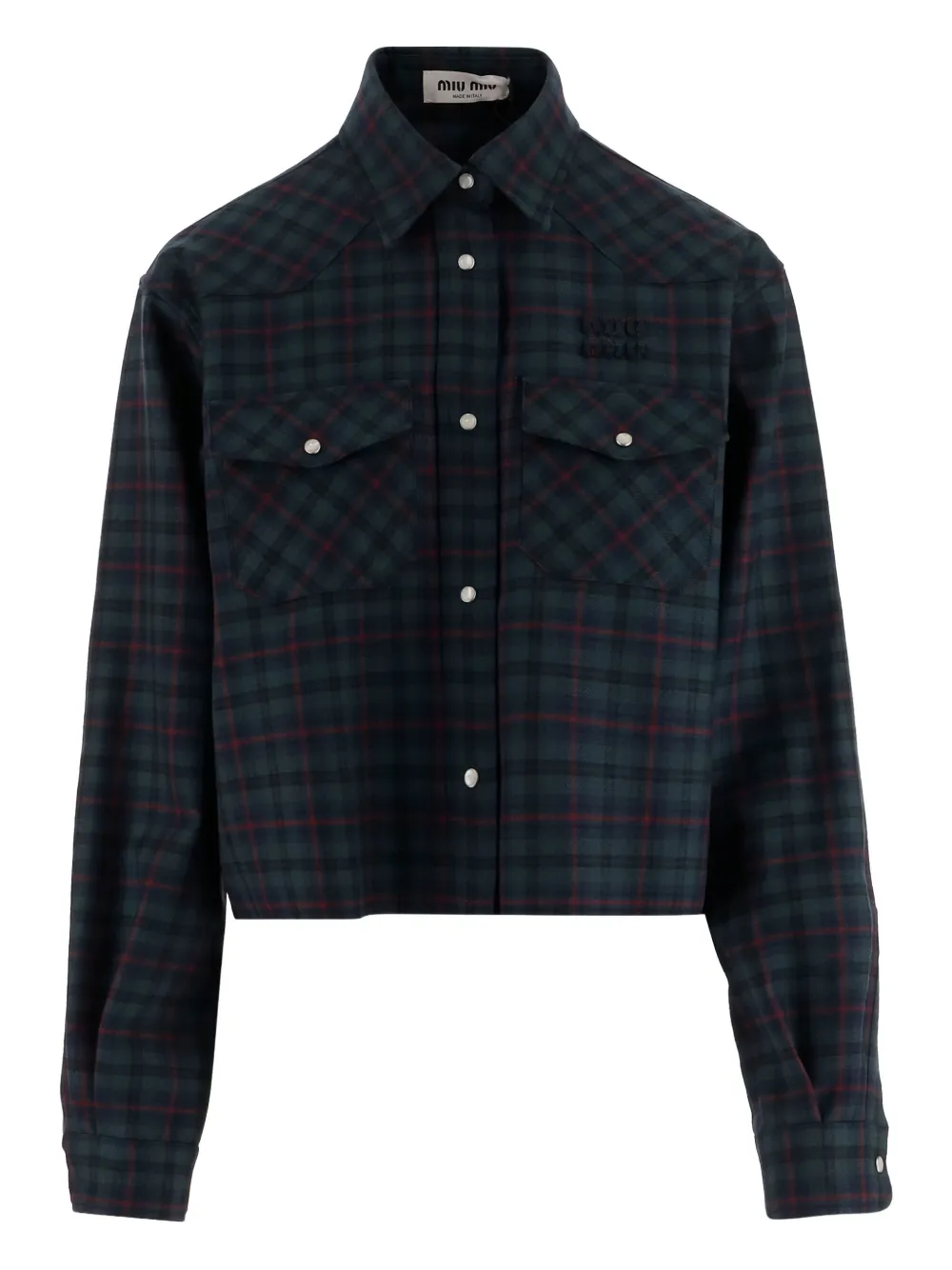 Miu tartan-plaid wool shirt Groen