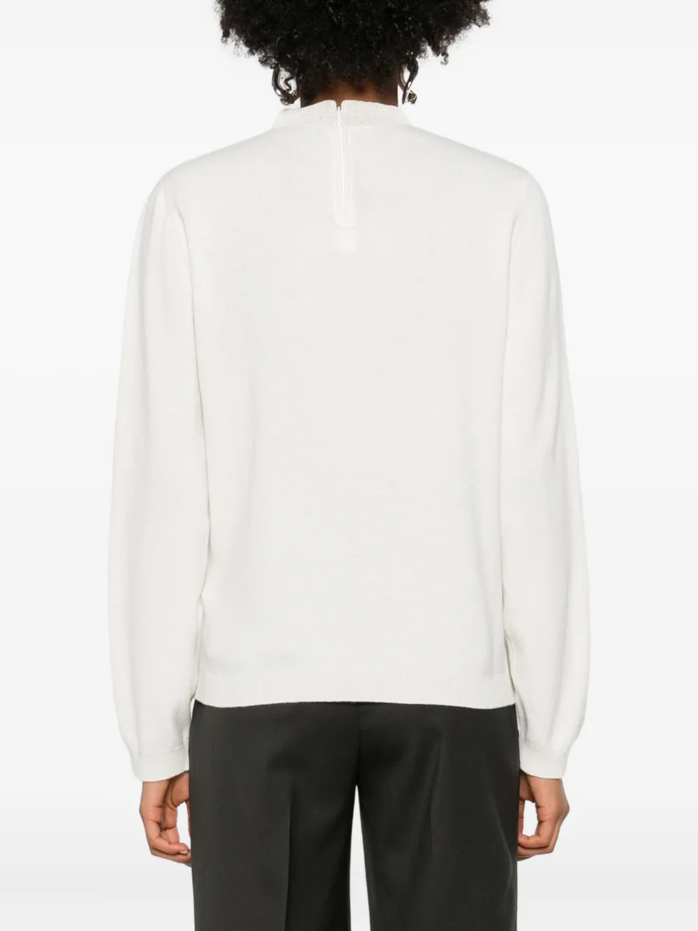 Fabiana Filippi Embellished-neckline Long-sleeve Sweater In Neutral