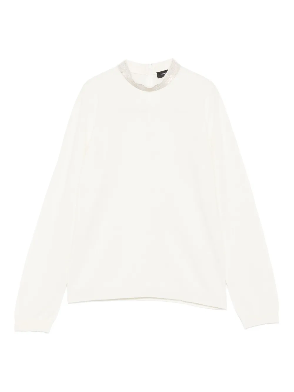 Fabiana Filippi Embellished-neckline Long-sleeve Sweater In Neutral