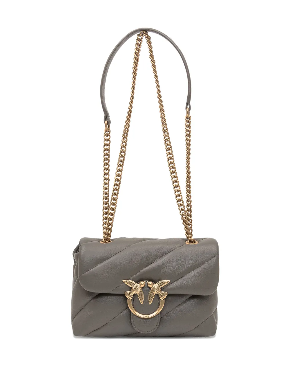 Pinko Love Quilted Logo-embellished Shoulder Bag In Gray