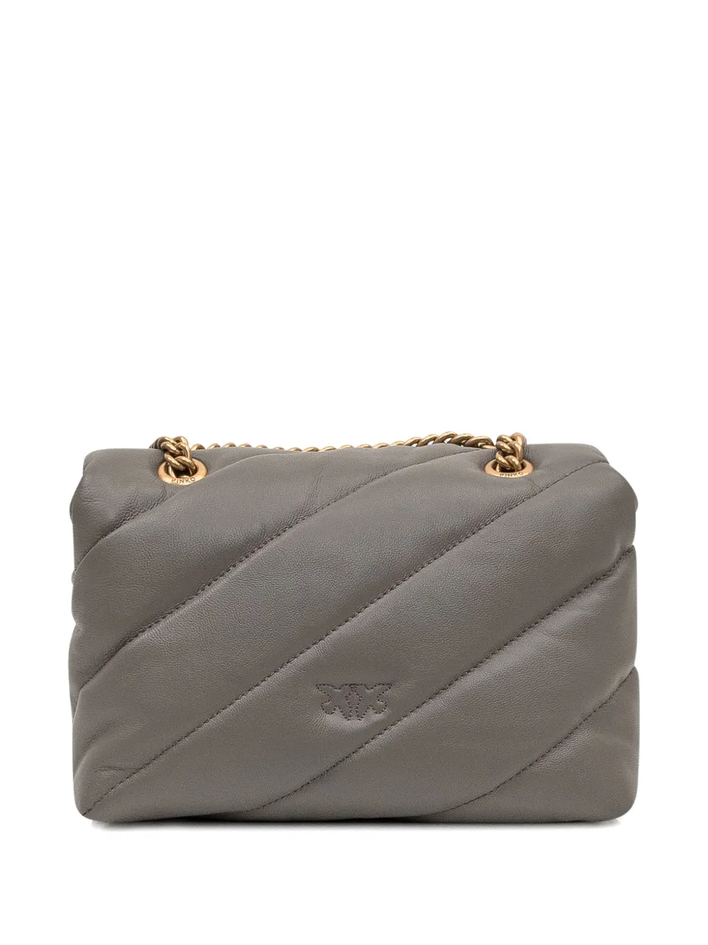 PINKO Love quilted logo-embellished shoulder bag - Grijs