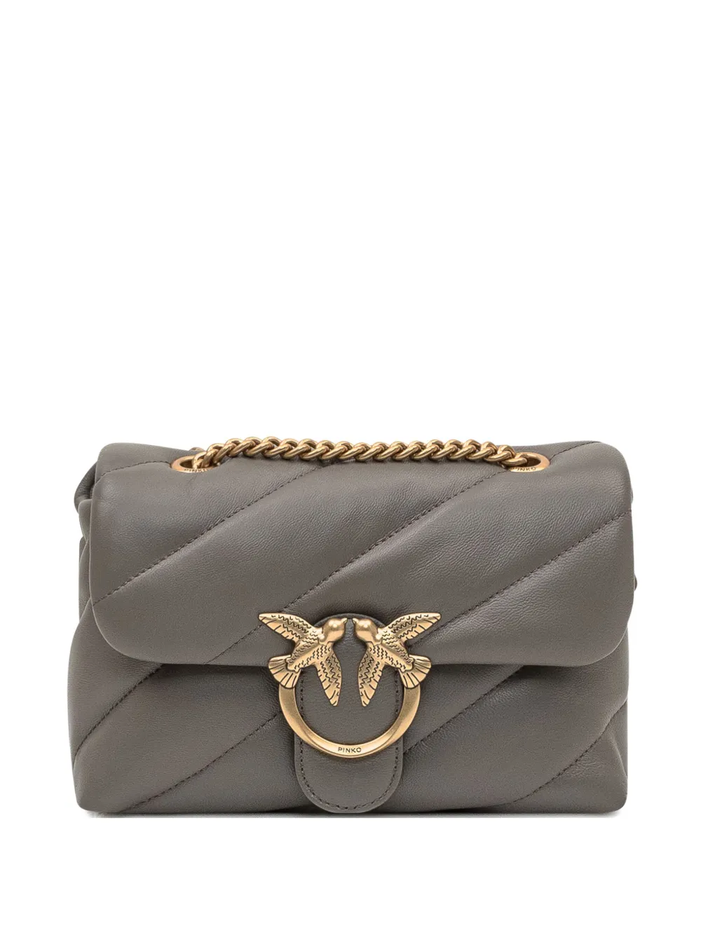 PINKO Love gewatteerde schoudertas met logo Grijs