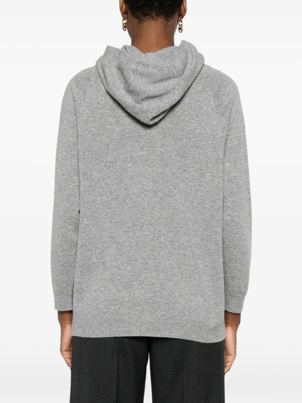 Fabiana Filippi Hooded Knitwear With Front Pocket And Ribbed Cuffs In Gray