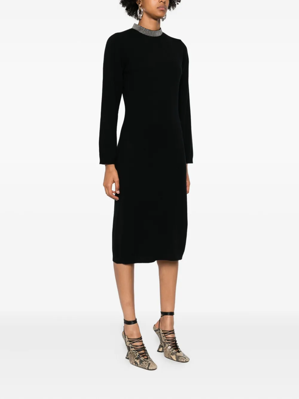 Fabiana Filippi Mini-jurk met verfraaide kraag Zwart