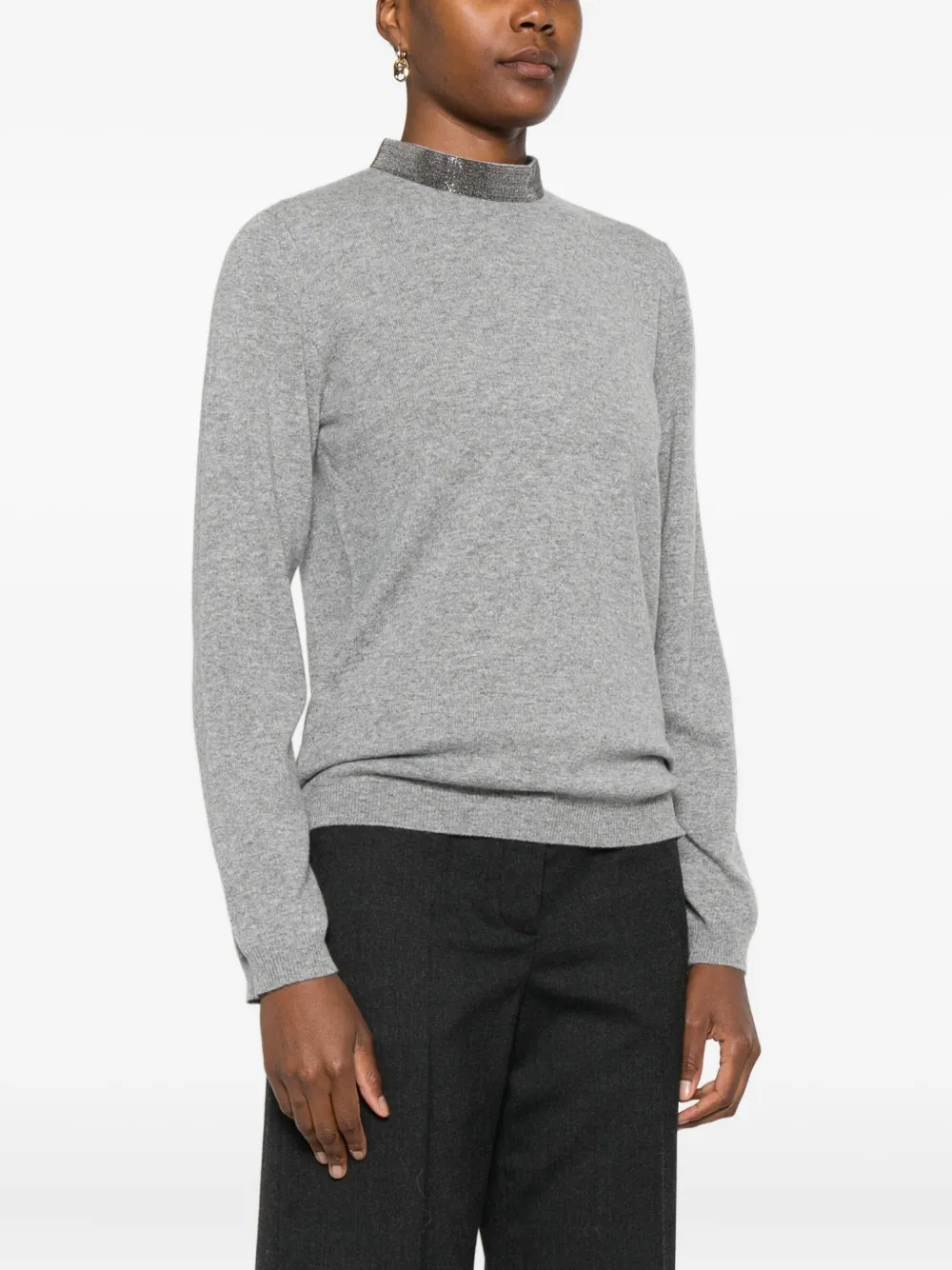 Fabiana Filippi Trui met ronde hals verfraaid met pailletten Grijs