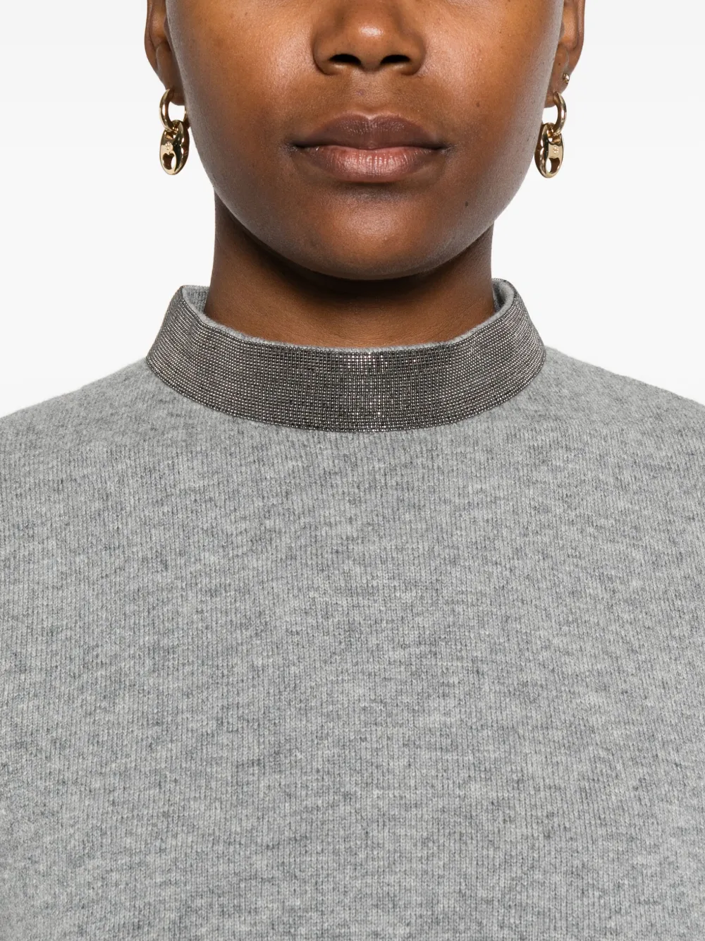 Fabiana Filippi Trui met ronde hals verfraaid met pailletten Grijs
