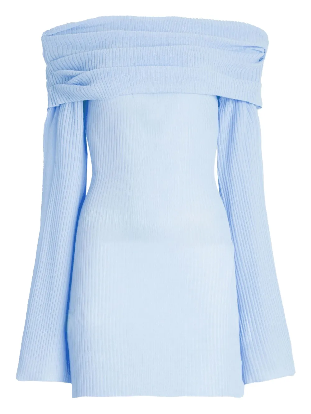 SER.O.YA Galli off-shoulder ribbed mini dress | Blue | Image 1