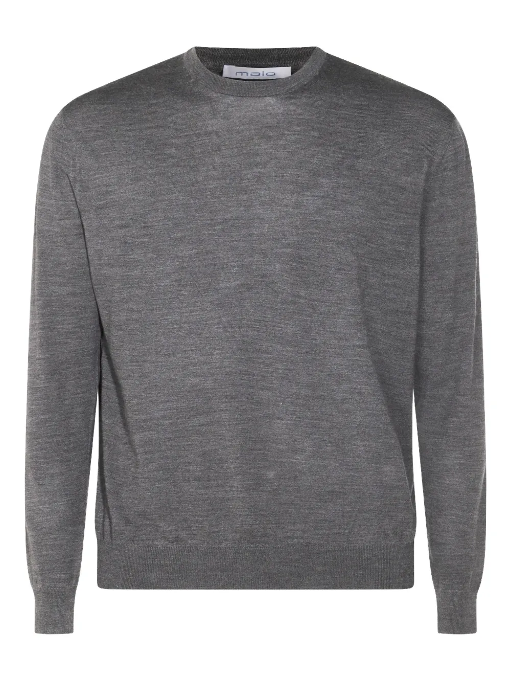 Malo Ribbed Crewneck Sweater With Long Sleeves In Gray