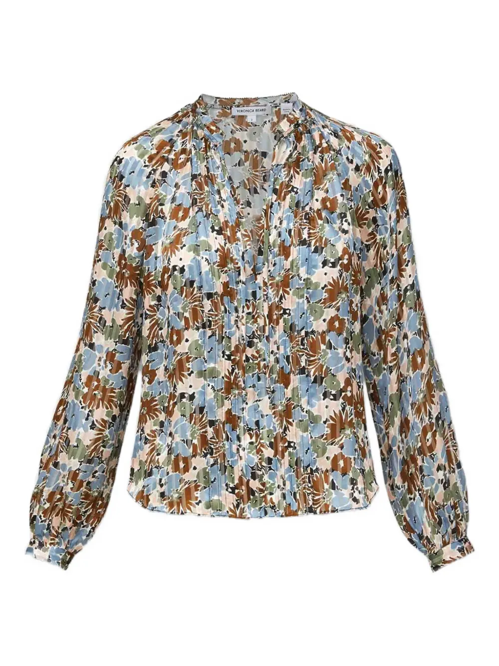 floral-print pleated blouse