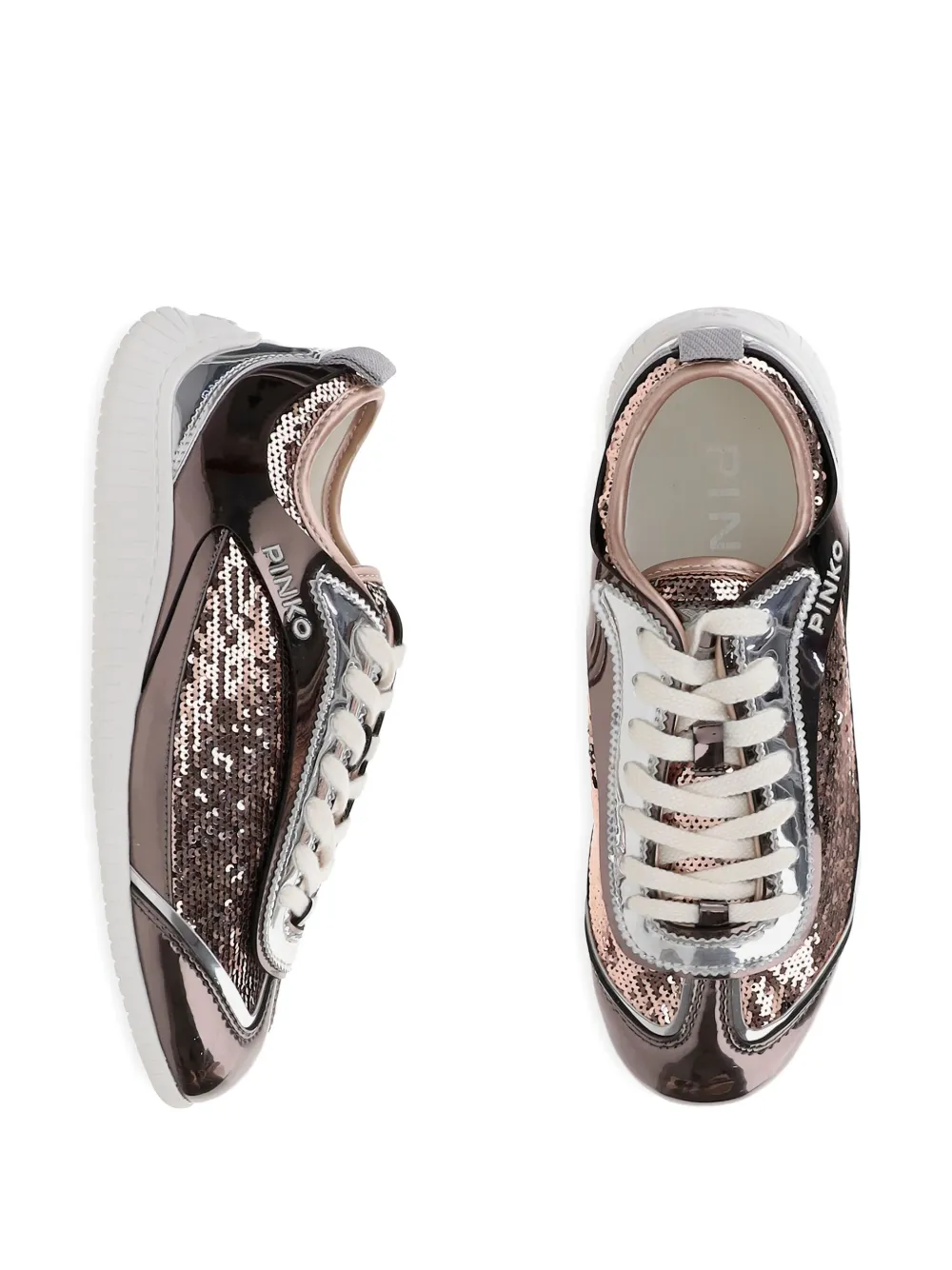 PINKO sequin-embellished low top sneakers Brown
