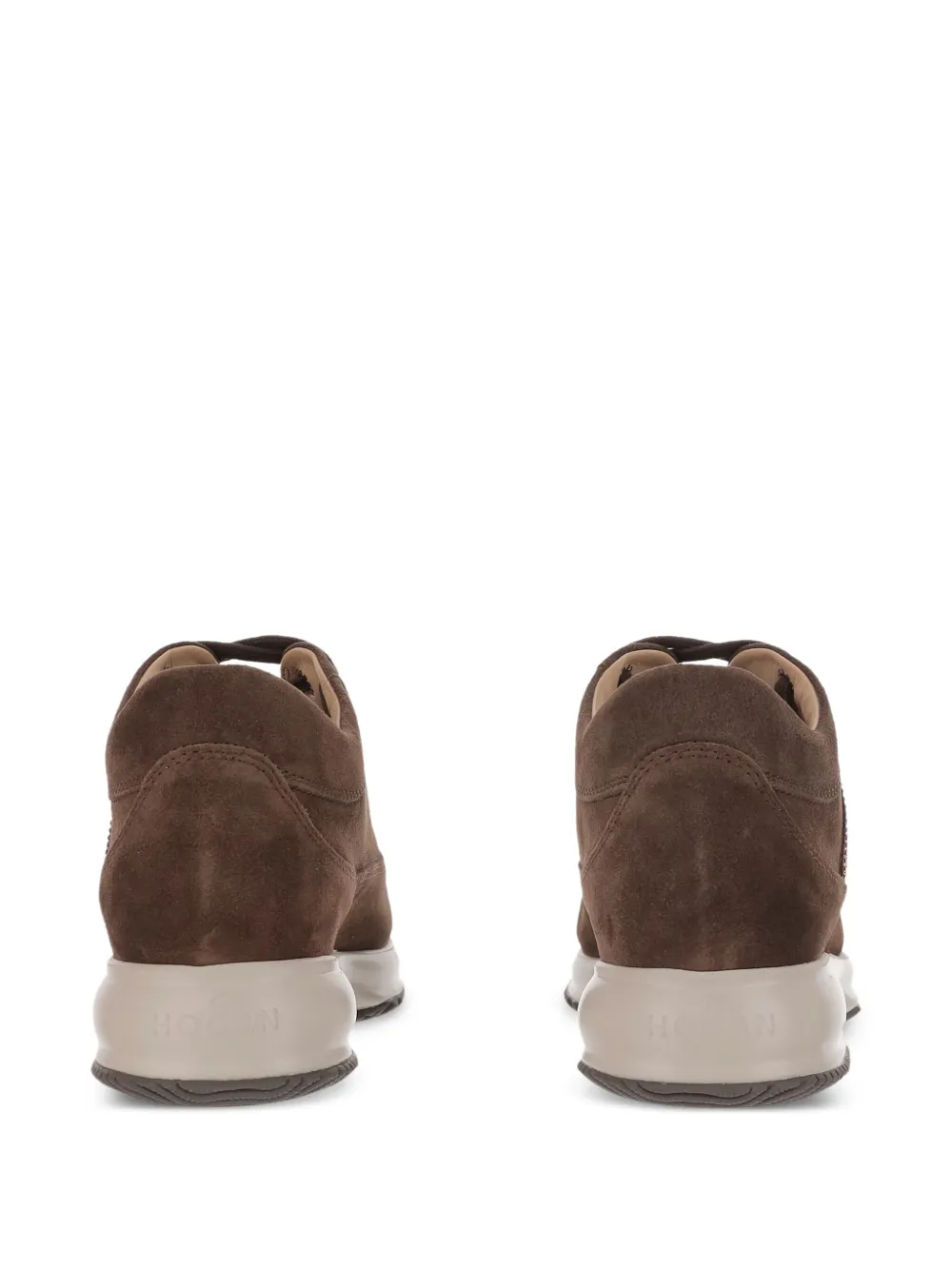 Hogan crystal-embellished suede sneakers Brown